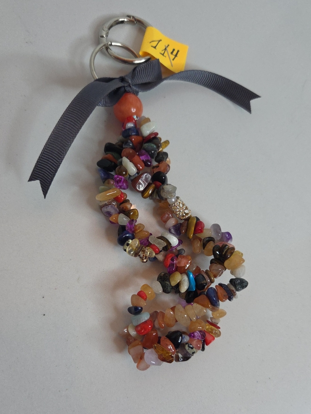 114 -Multi-Color Semi-Precious Chip Bag Charm